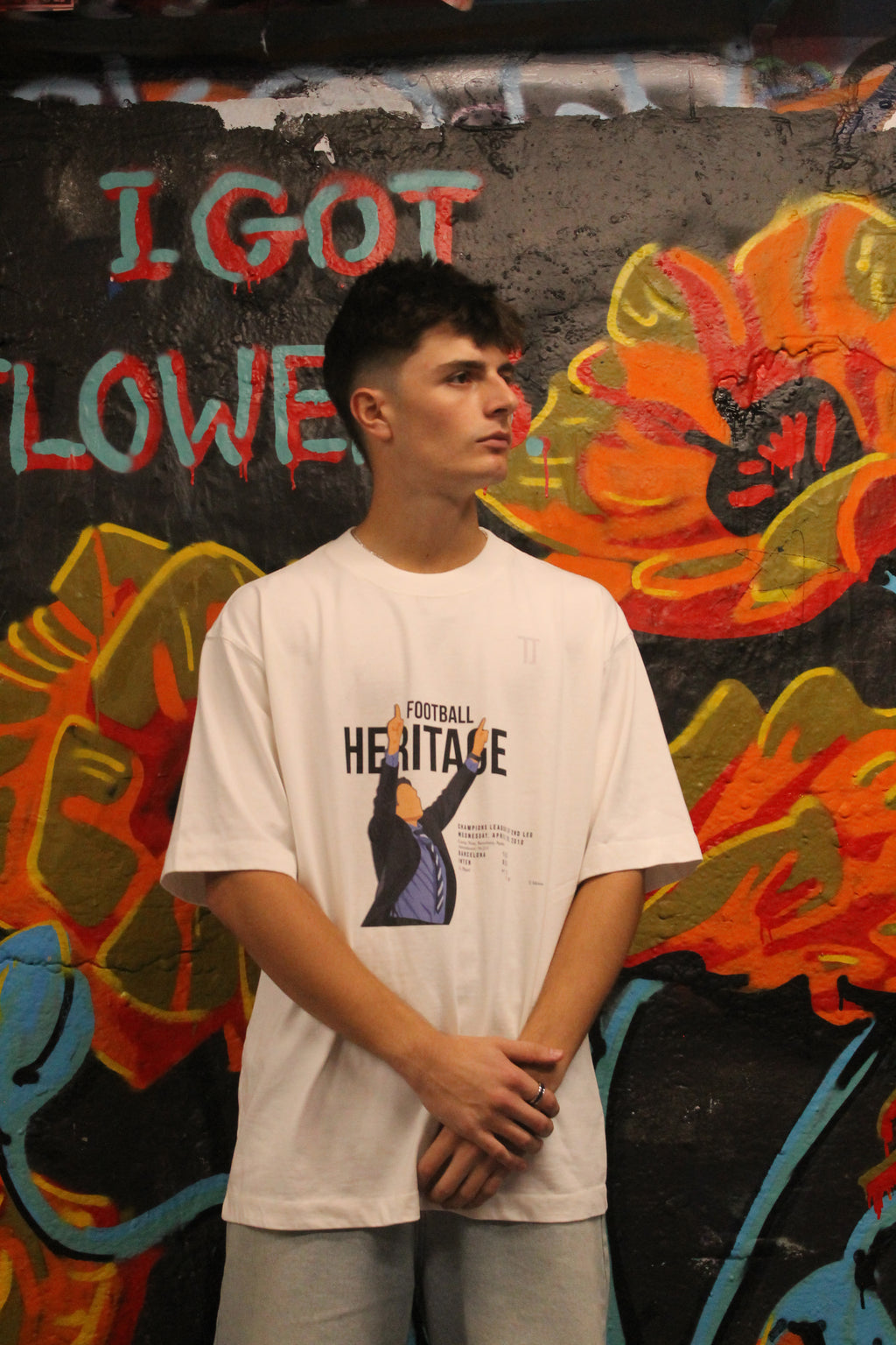 Football Heritage - Heavyweight Oversized Drop Shoulder Tee - White