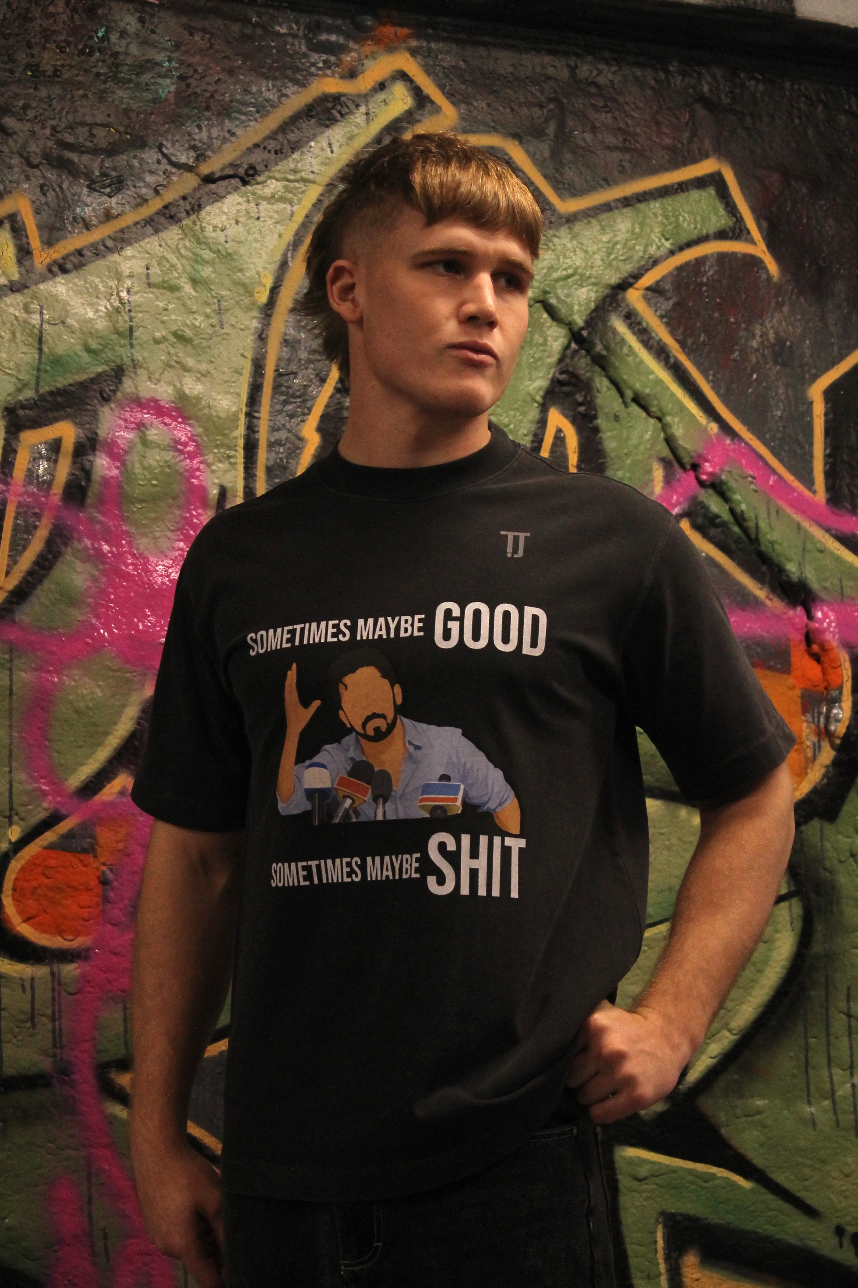 Reality - Heavyweight Oversized Drop Shoulder Tee - Washed Black