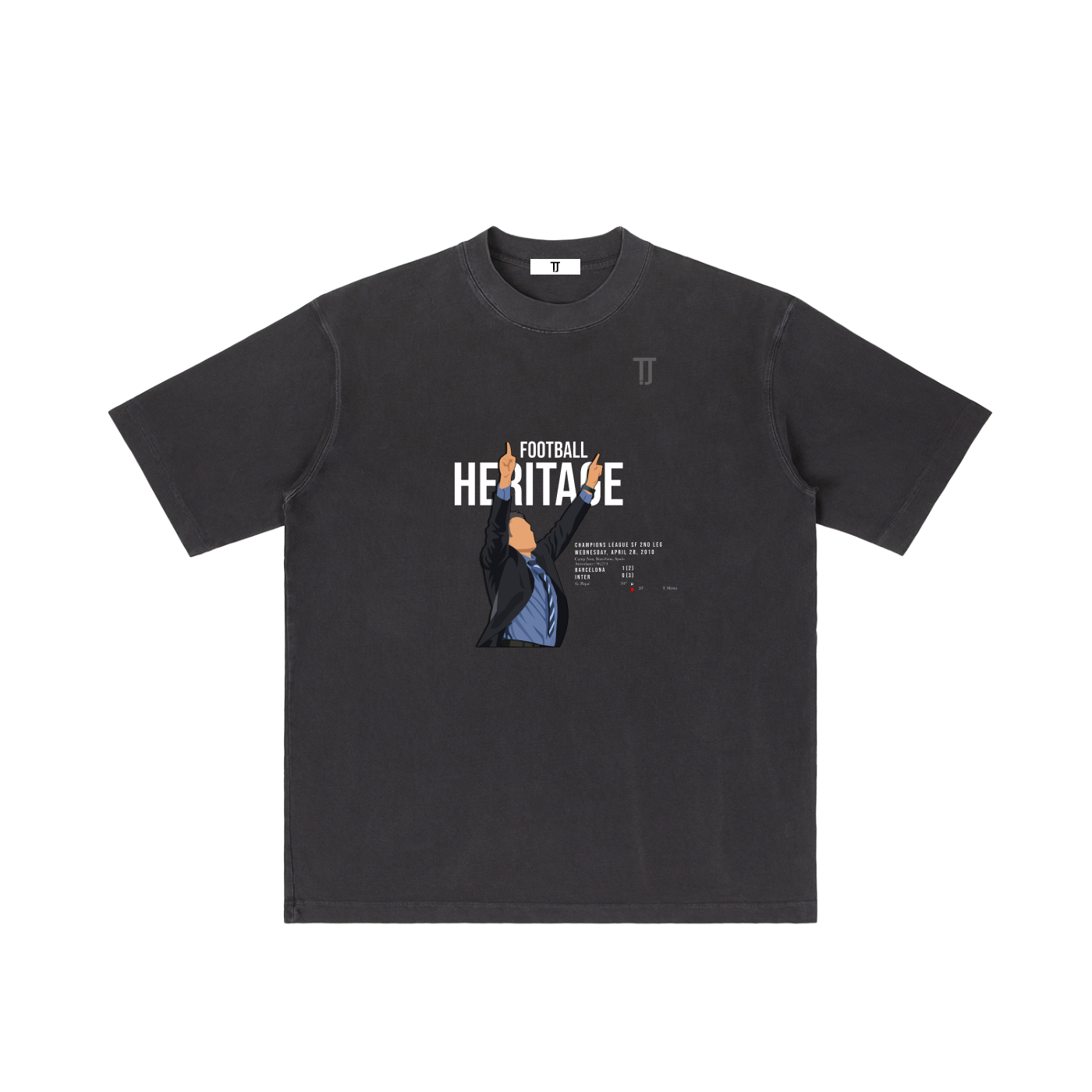 Football Heritage - Heavyweight Oversized Drop Shoulder Tee - Washed Black